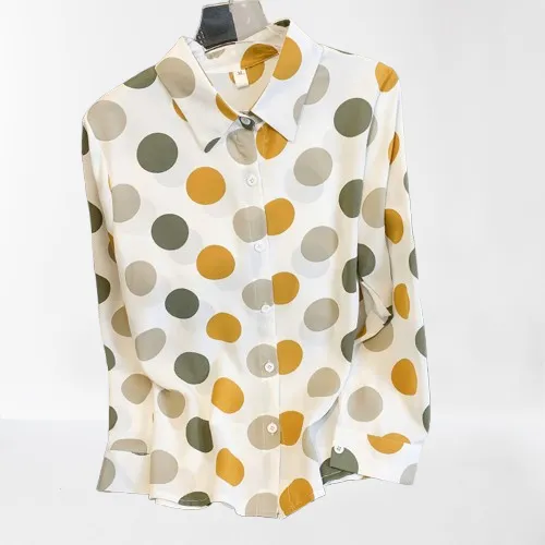 Playful Polka Dot Button-Up Shirt for Women sold by Hensley London