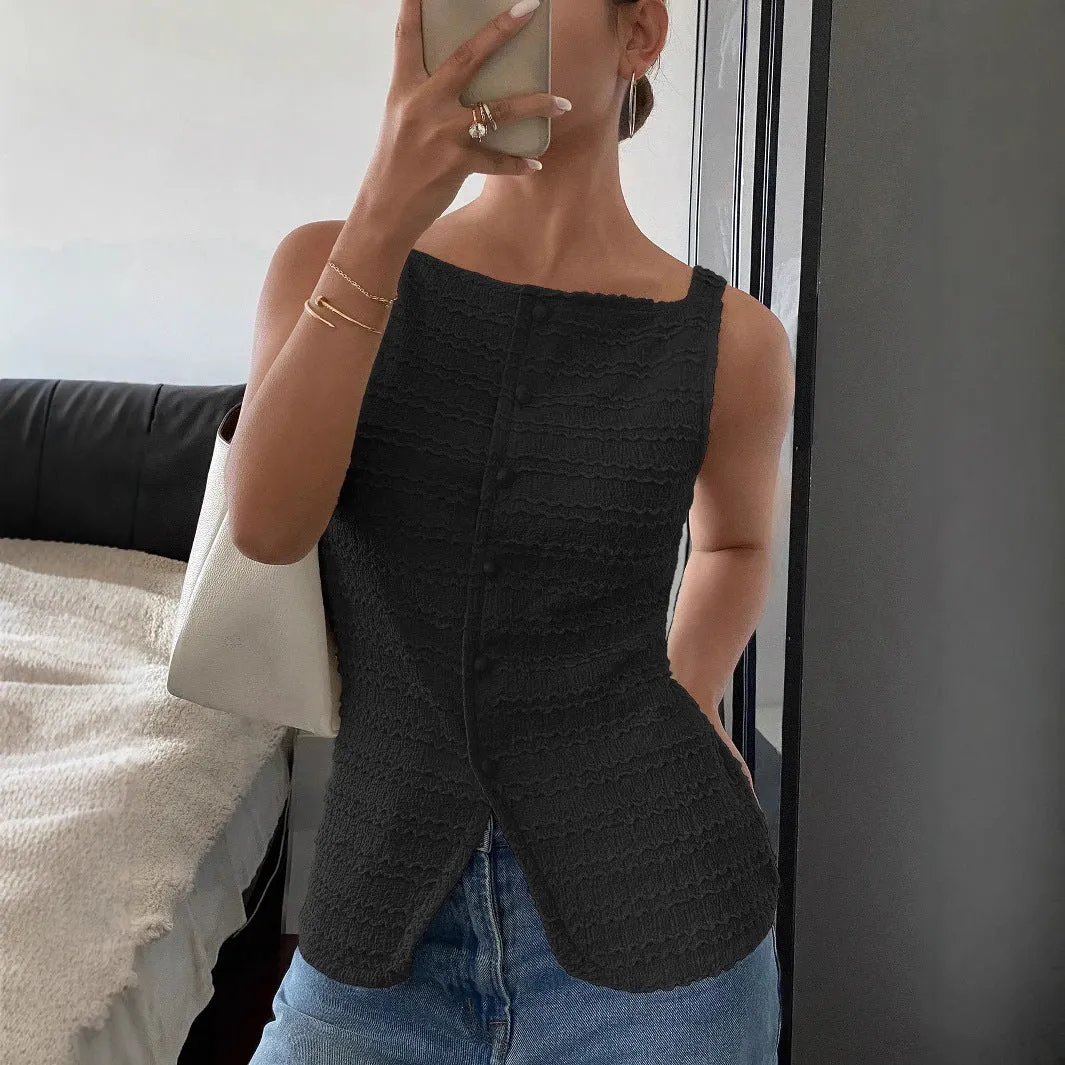 Women's Tank Top Slim Fit Ribbed Texture Cotton Blend sold by Hensley London product image thumbnail 3