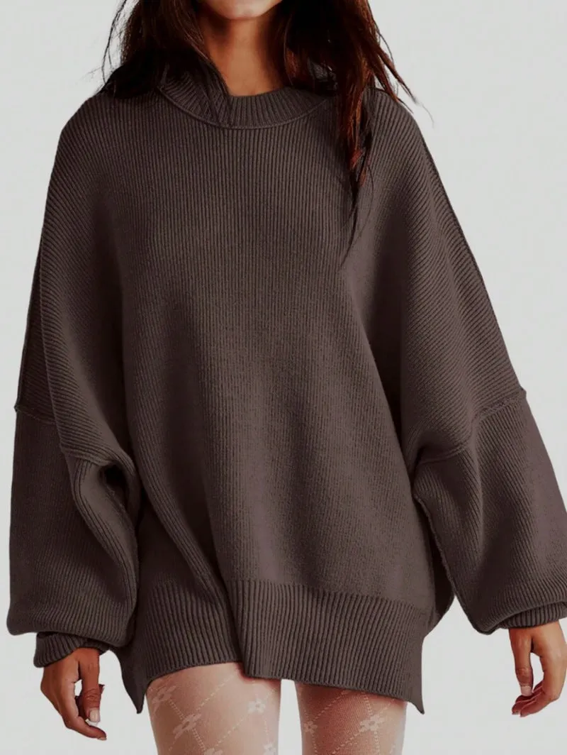 Women's Oversized Sweater Black Soft Knit with Side Slits sold by Hensley London product image thumbnail 5