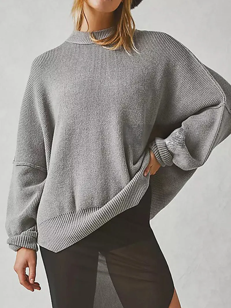 Women's Oversized Sweater Black Soft Knit with Side Slits sold by Hensley London product image thumbnail 2
