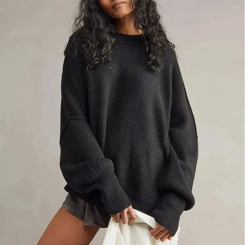 Women's Oversized Sweater Black Soft Knit with Side Slits sold by Hensley London product image thumbnail 4