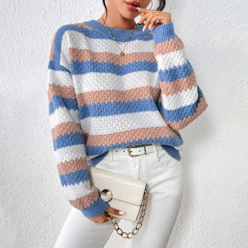 Women's Relaxed Fit Chunky Knit Striped Sweater sold by Hensley London