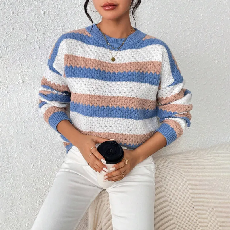 Women's Relaxed Fit Chunky Knit Striped Sweater sold by Hensley London product image thumbnail 2