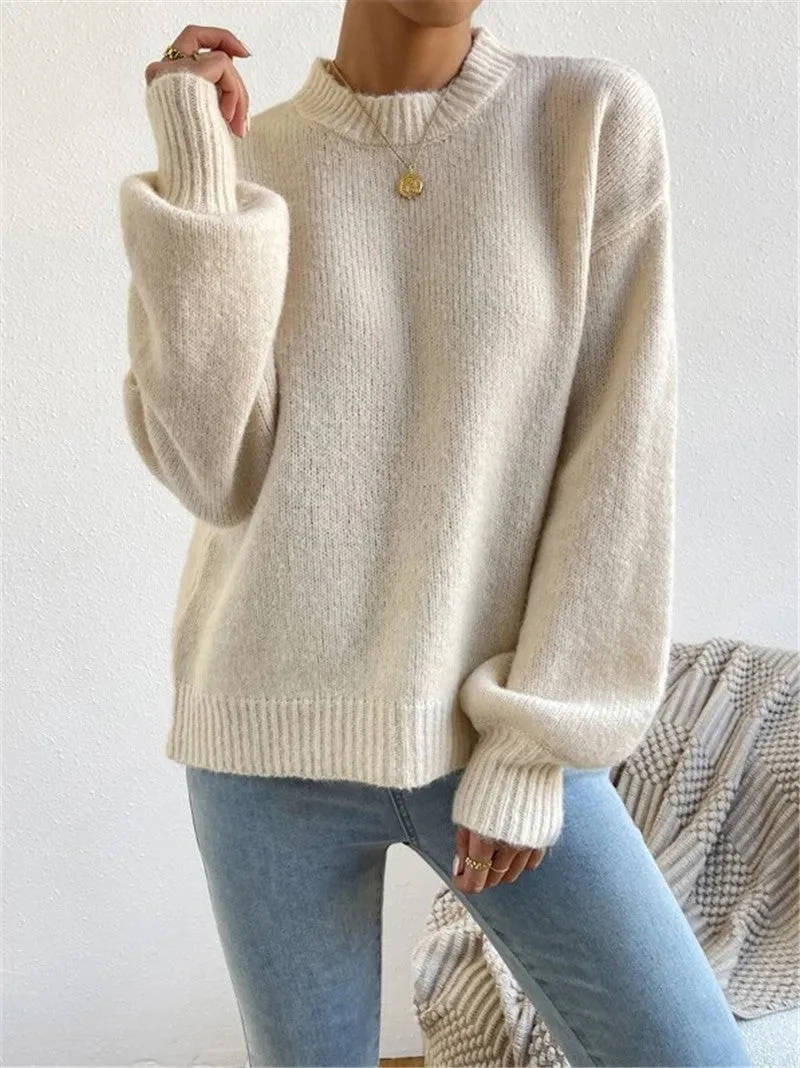 Women's Relaxed Fit Knit Sweater - Soft Touch Crew Neck with Ribbed Cuffs sold by Hensley London product image thumbnail 2