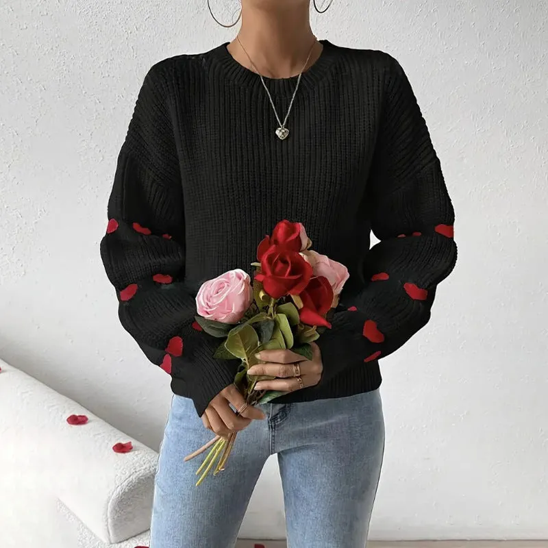 Cozy Women's Pullover Sweater with Bell Sleeves and Heart Detail sold by Hensley London