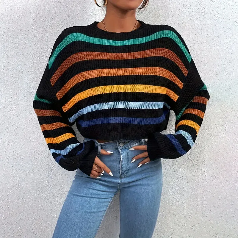 Oversized Knit Sweater for Women - Striped Design with Dropped Shoulders sold by Hensley London product image thumbnail 2