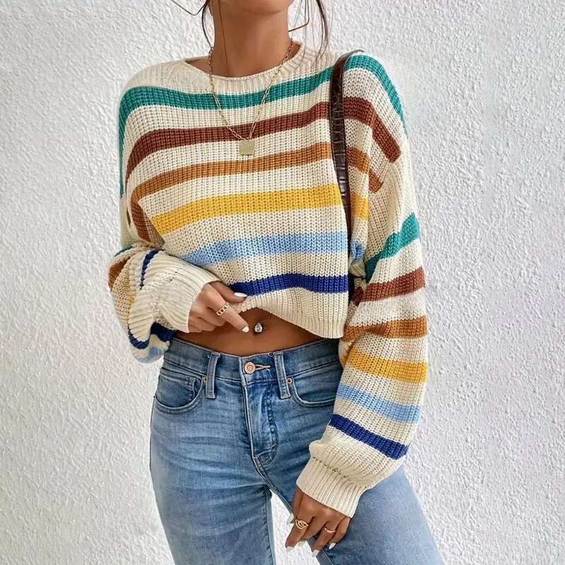 Oversized Knit Sweater for Women - Striped Design with Dropped Shoulders sold by Hensley London product image thumbnail 4