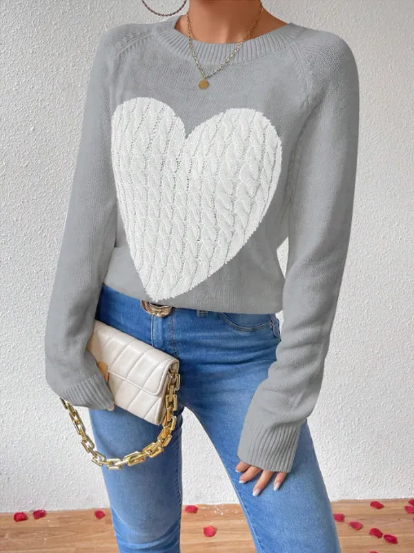 Women's Relaxed Fit Knitted Pullover Sweater with Heart Motif sold by Hensley London product image thumbnail 4