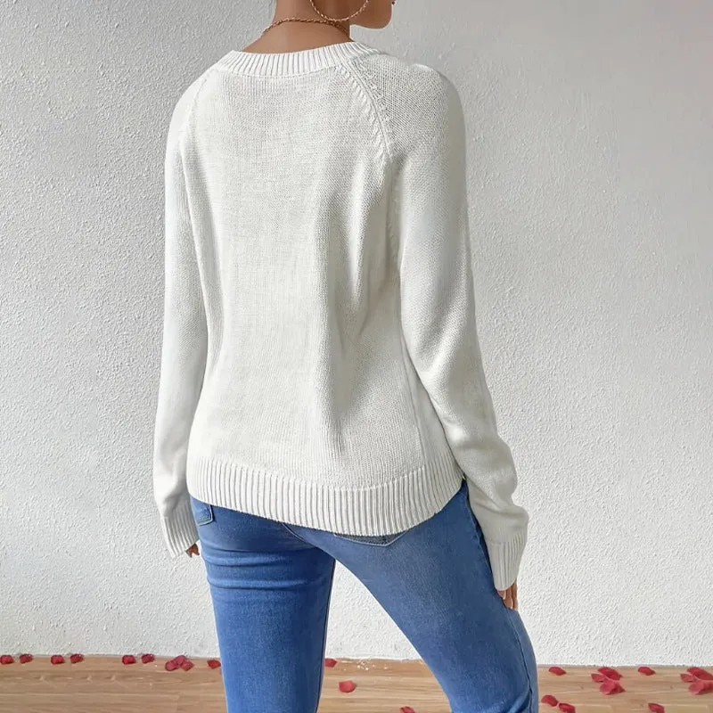 Women's Relaxed Fit Knitted Pullover Sweater with Heart Motif sold by Hensley London product image thumbnail 2