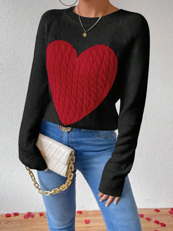 Women's Relaxed Fit Knitted Pullover Sweater with Heart Motif sold by Hensley London product image thumbnail 3