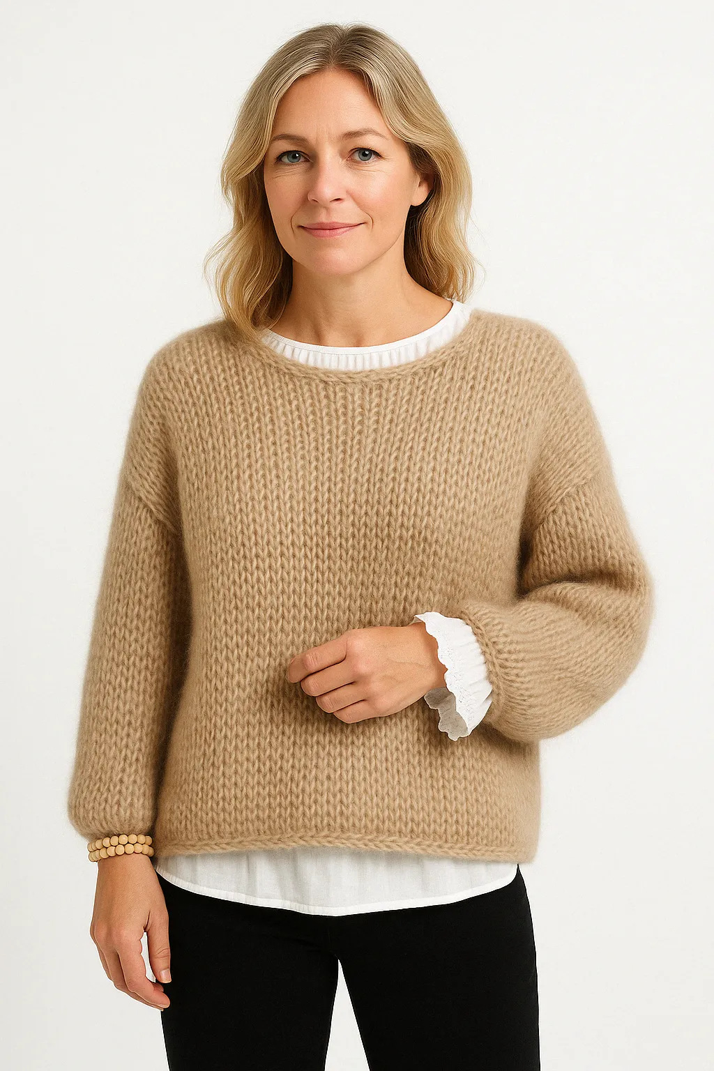 Women's Oversized Chunky Knit Sweater - Longline Crew Neck Drop Shoulder sold by Hensley London