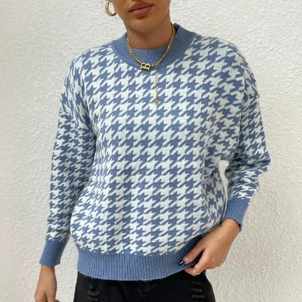 Women's Relaxed Fit Houndstooth Knit Pullover Sweater sold by Hensley London product image thumbnail 2