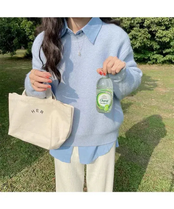 Women's Oversized Pullover Sweater - Soft Knit with Dropped Shoulders and Ribbed Trim sold by Hensley London product image thumbnail 4