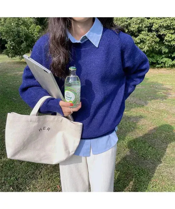 Women's Oversized Pullover Sweater - Soft Knit with Dropped Shoulders and Ribbed Trim sold by Hensley London product image thumbnail 3