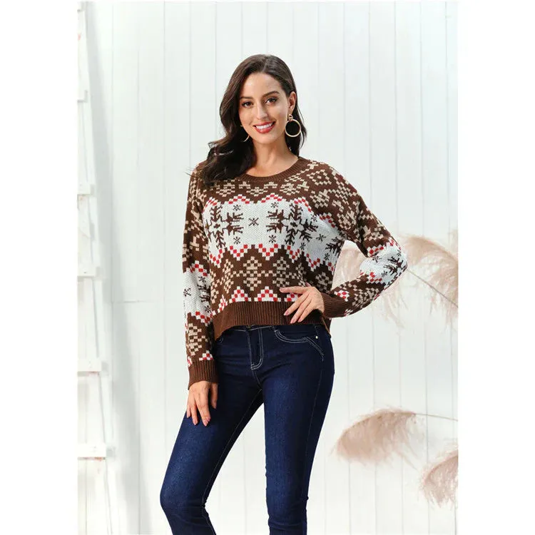 Cozy Women's Knit Sweater - Wool Blend - Relaxed Fit - Chunky Fair Isle Design - Hip Length sold by Hensley London
