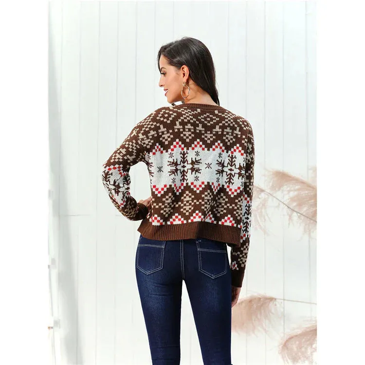 Cozy Women's Knit Sweater - Wool Blend - Relaxed Fit - Chunky Fair Isle Design - Hip Length sold by Hensley London product image thumbnail 2