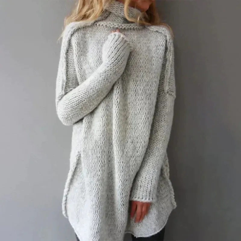 Women's Oversized Turtleneck Sweater - Chunky Knit Wool Blend - Long Sleeve sold by Hensley London
