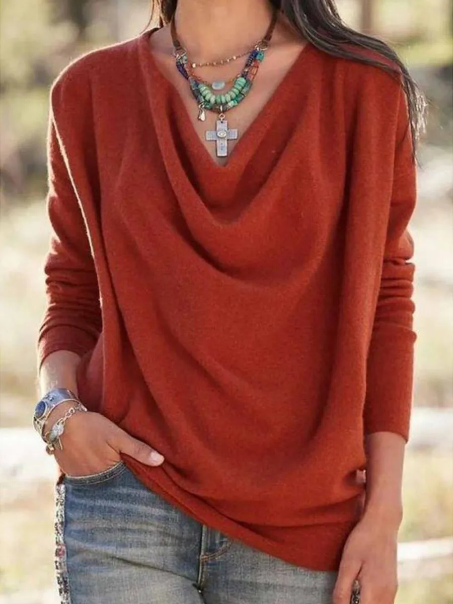 Women's Soft Knit V-Neck Sweater - Relaxed Fit Long Sleeve Casual Wear sold by Hensley London