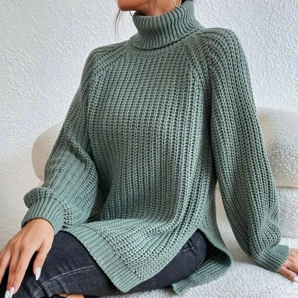 Women's Ribbed Turtleneck Sweater - Cozy Wool Knit - Loose Fit Long Sleeve sold by Hensley London product image thumbnail 4