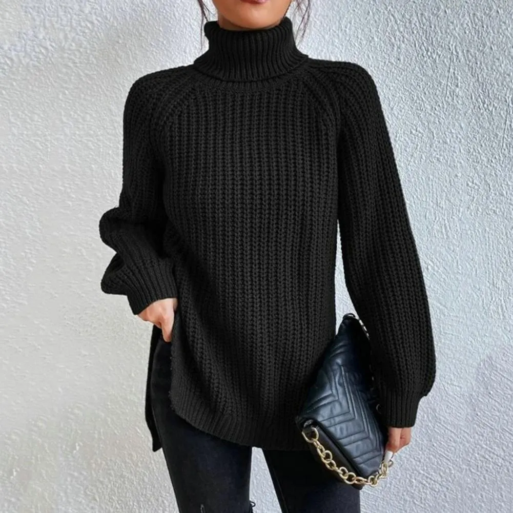 Women's Ribbed Turtleneck Sweater - Cozy Wool Knit - Loose Fit Long Sleeve sold by Hensley London product image thumbnail 5