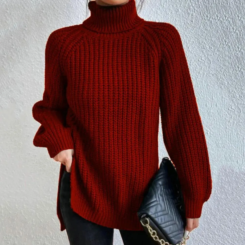 Women's Ribbed Turtleneck Sweater - Cozy Wool Knit - Loose Fit Long Sleeve sold by Hensley London product image thumbnail 2
