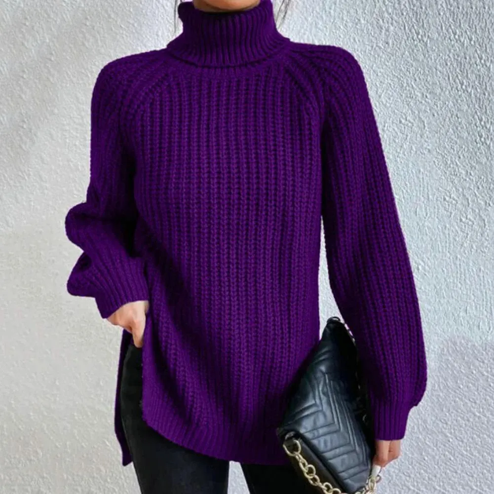 Women's Ribbed Turtleneck Sweater - Cozy Wool Knit - Loose Fit Long Sleeve sold by Hensley London product image thumbnail 3
