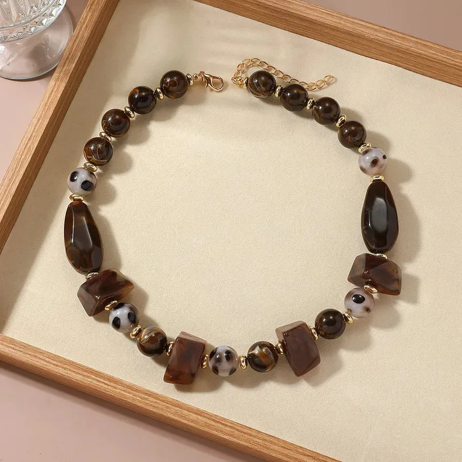 Women's Necklace Coffee Color Acrylic Geometric Design sold by Hensley London product image thumbnail 4