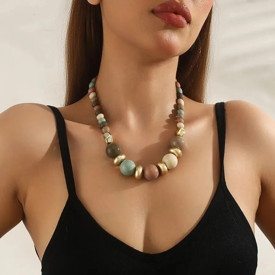 Women's Beaded Necklace Colorful Acrylic Geometric sold by Hensley London