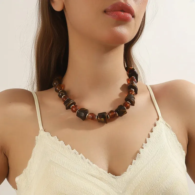 Women's Necklace Geometric Acrylic Beads Minimalist Style sold by Hensley London