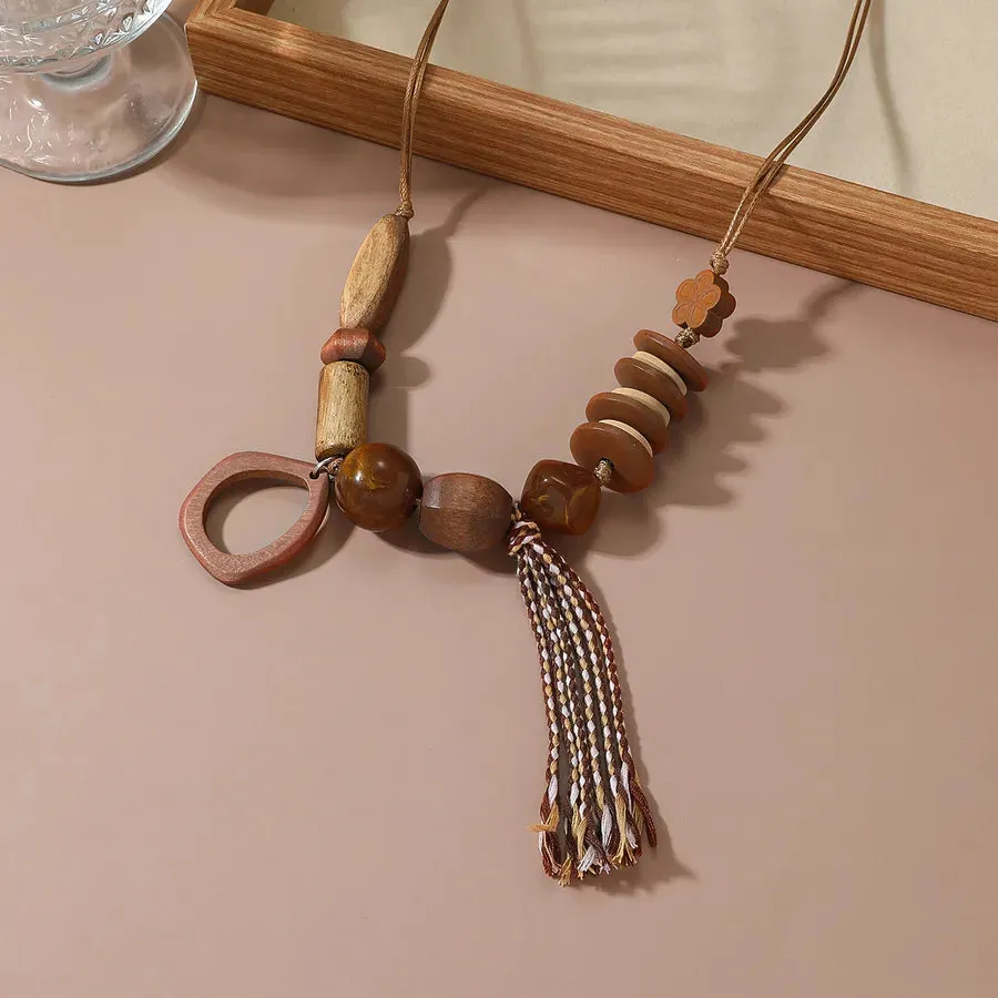 Women's Necklace Geometric Oversized Wooden Beads Bohemian Style sold by Hensley London product image thumbnail 2