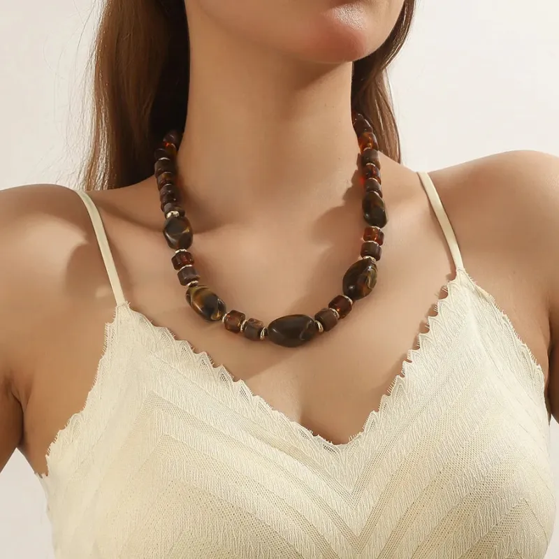 Women's Necklace Coffee Acrylic Geometric Minimalist Design sold by Hensley London