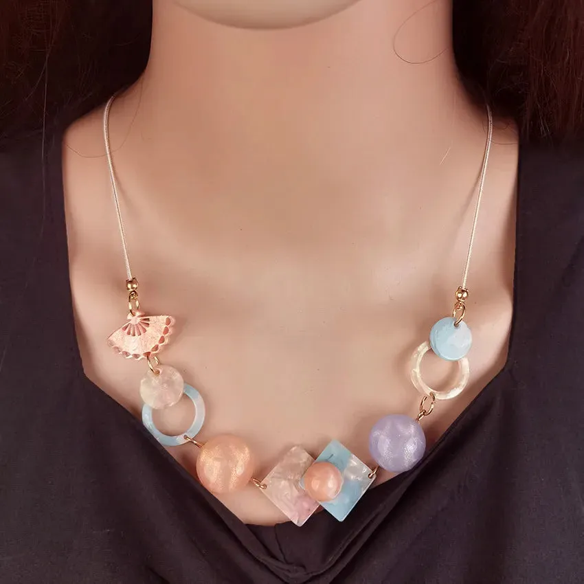 Women's Pendant Necklace Pink Acrylic Geometric Sweet Style sold by Hensley London