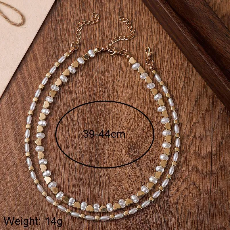 Women's Necklace Set Double Layer Pearl Beaded Geometric Design sold by Hensley London product image thumbnail 4