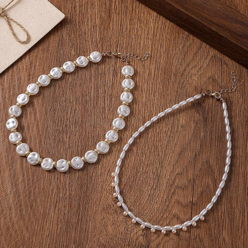 Women's Necklace Set Double Layer Pearl Beaded Geometric Design sold by Hensley London product image thumbnail 5