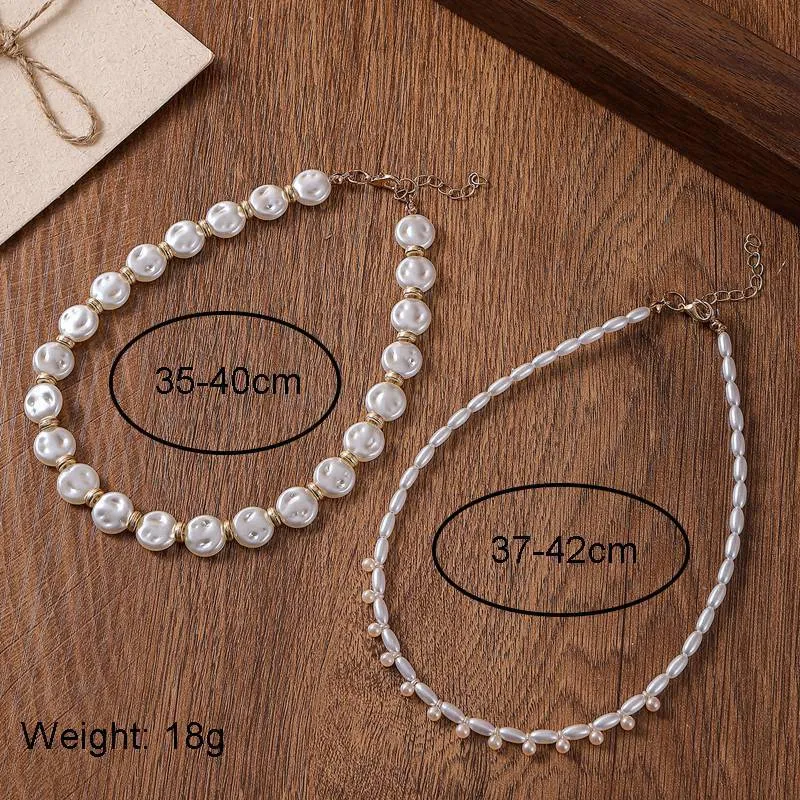 Women's Necklace Set Double Layer Pearl Beaded Geometric Design sold by Hensley London product image thumbnail 3