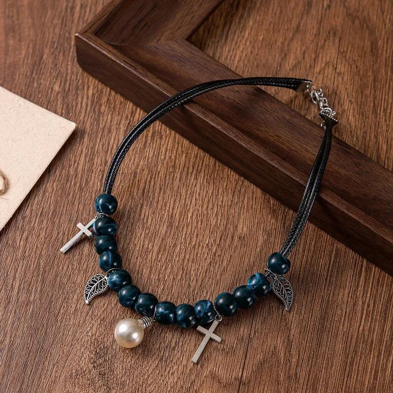 Women's Cross Necklace Geometric Acrylic Vintage Pendant sold by Hensley London product image thumbnail 3