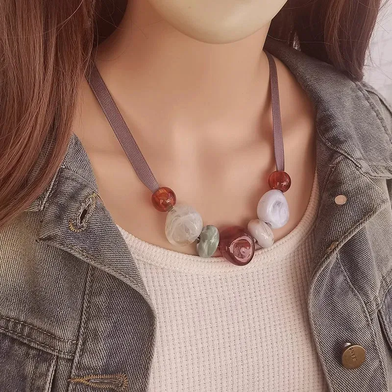Women's Pendant Necklace Geometric Wooden Bead Acrylic sold by Hensley London product image thumbnail 2