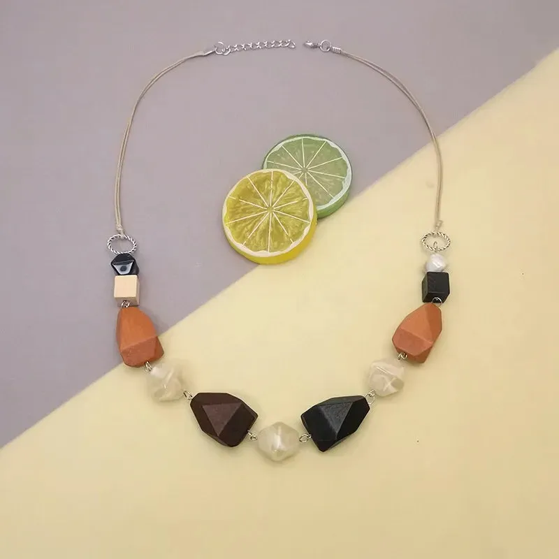 Women's Necklace Geometric Wood Vintage Style sold by Hensley London product image thumbnail 2