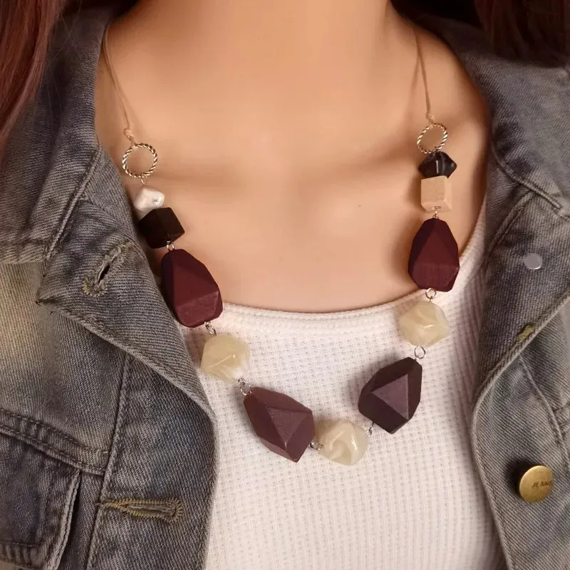 Women's Necklace Geometric Wood Vintage Style sold by Hensley London product image thumbnail 3