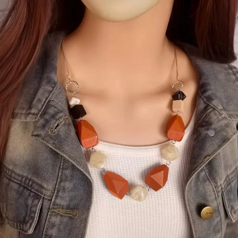 Women's Necklace Geometric Wood Vintage Style sold by Hensley London product image thumbnail 4