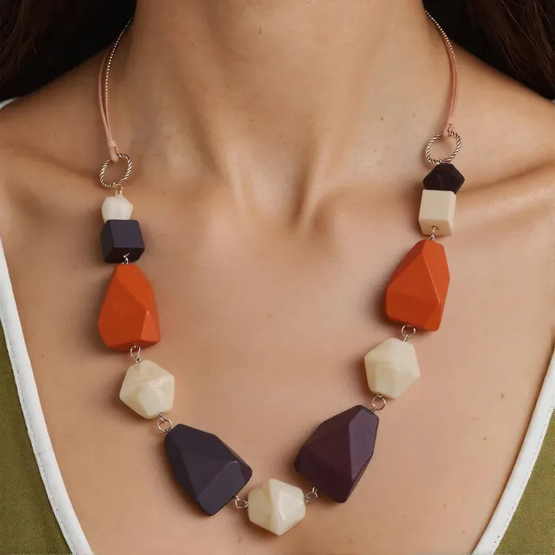 Women's Necklace Geometric Wood Vintage Style sold by Hensley London