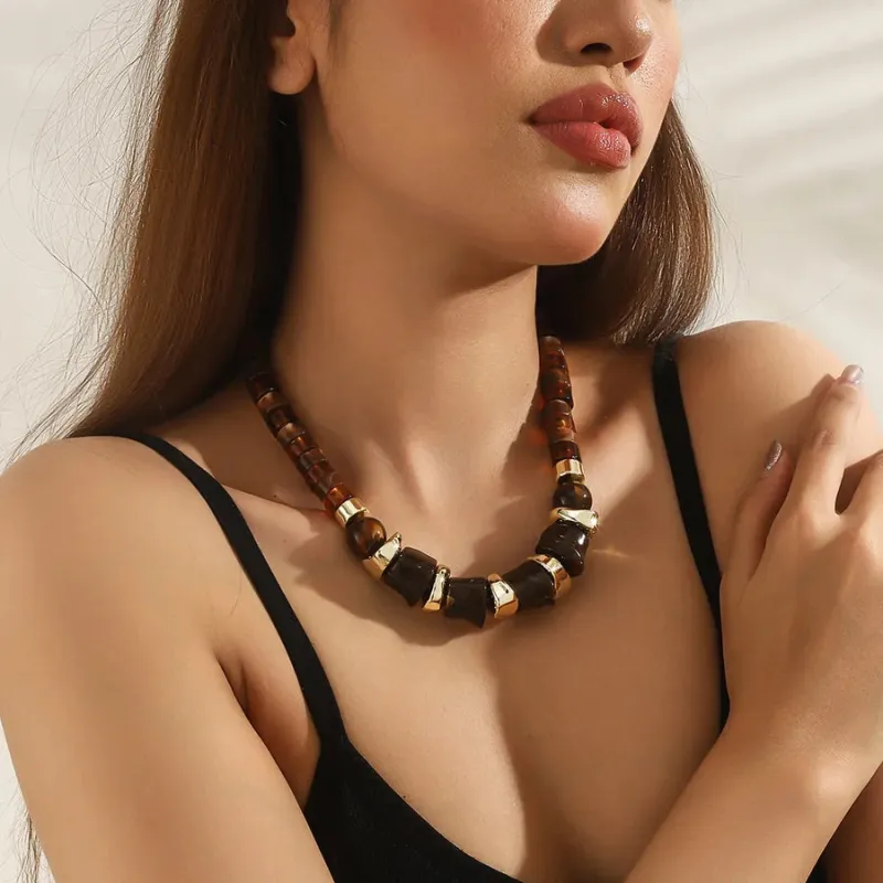 Women's Choker Necklace Irregular Acrylic Minimalist Cold Style sold by Hensley London