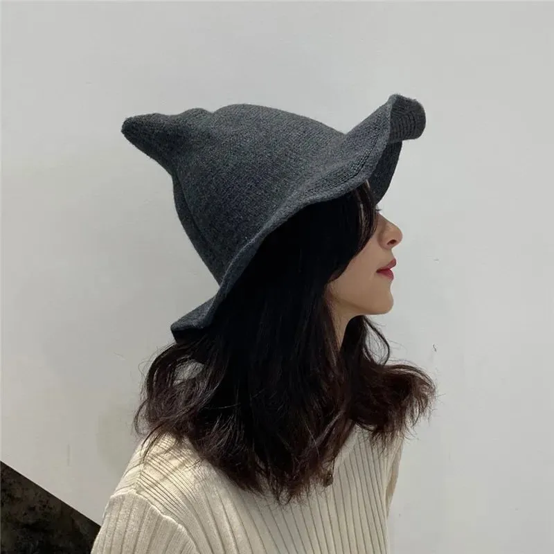 Women's Witch Hat Black Breathable Knitted Cotton Foldable for Halloween sold by Hensley London