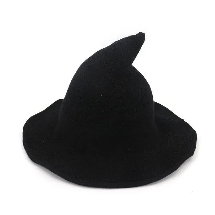 Women's Witch Hat Black Breathable Knitted Cotton Foldable for Halloween sold by Hensley London product image thumbnail 5