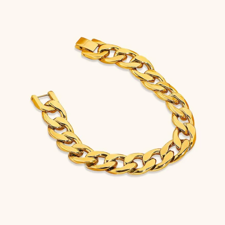 Women's Gold Bracelet 18k Stainless Steel Chain 7 Inch sold by Hensley London