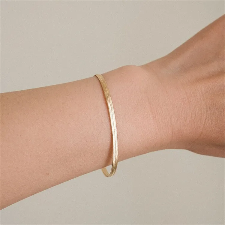 Women's Bracelet Gold Herringbone Stainless Steel Elegant Accessory sold by Hensley London product image thumbnail 3