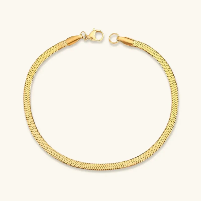 Women's Bracelet Gold Herringbone Stainless Steel Elegant Accessory sold by Hensley London