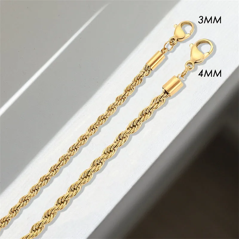 Women's Gold Bracelet 18K Plated Stainless Steel Rope Chain sold by Hensley London product image thumbnail 4