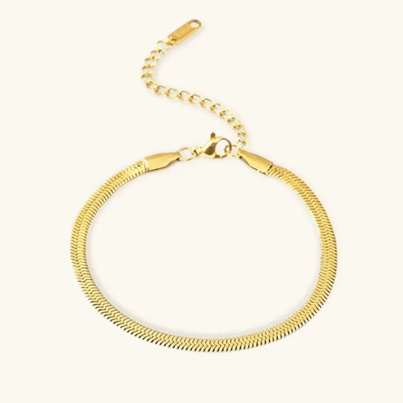 Women's Herringbone Bracelet Gold Stainless Steel sold by Hensley London