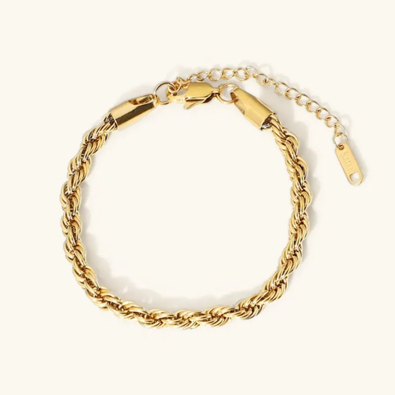 Women's Gold Bracelet Twisted Rope Design Stainless Steel sold by Hensley London